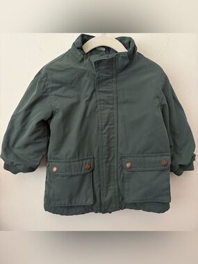 H&M Dark Green Kids Puffer Jacket with Snap Pockets